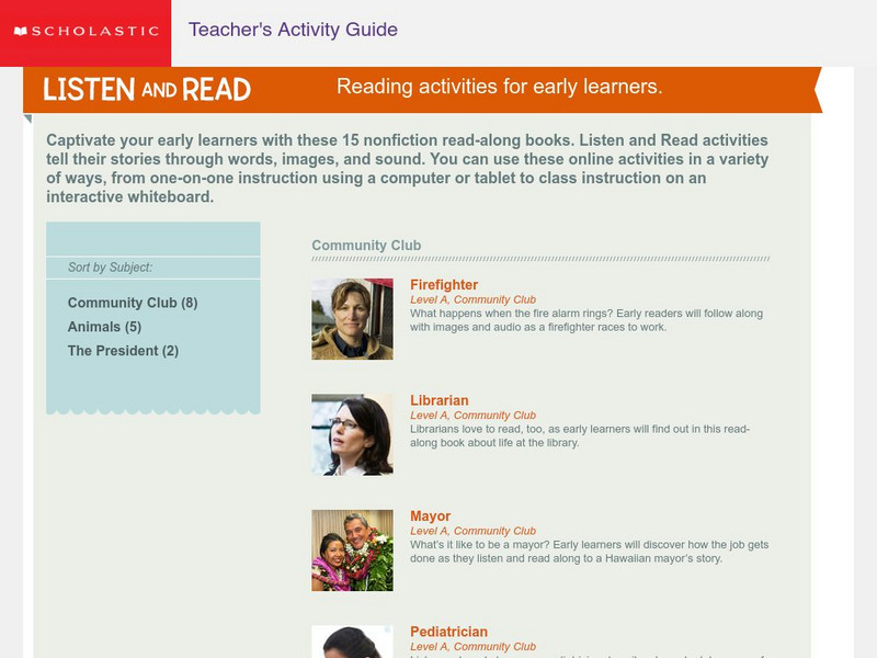 Scholastic: Listen and Read: Community Club Website Scholastic: Listen and Read: Community Club Website
