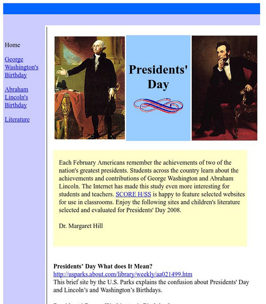 Score: President's Day Website Score: President's Day Website