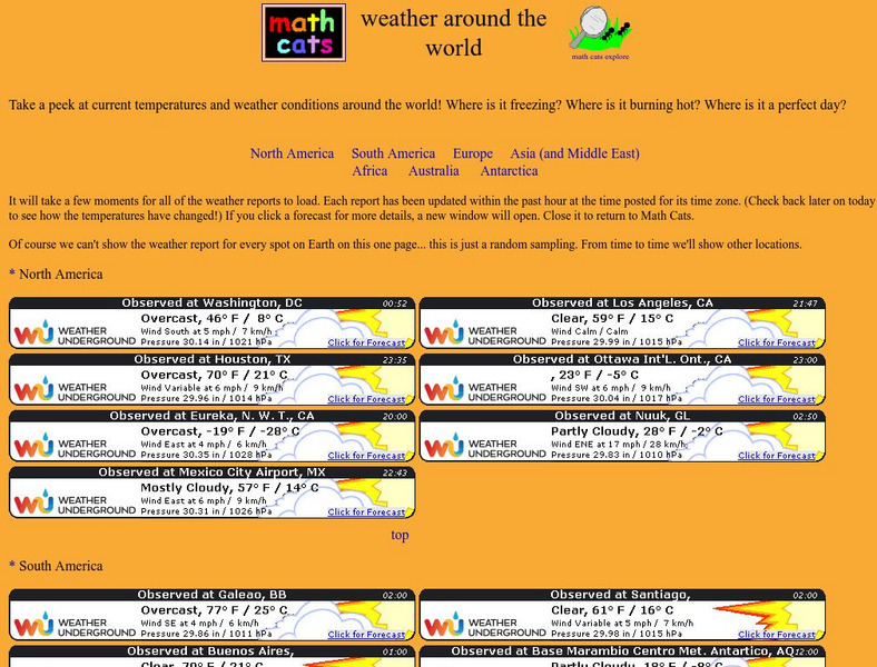 Math Cats: Weather Around the World Graphic