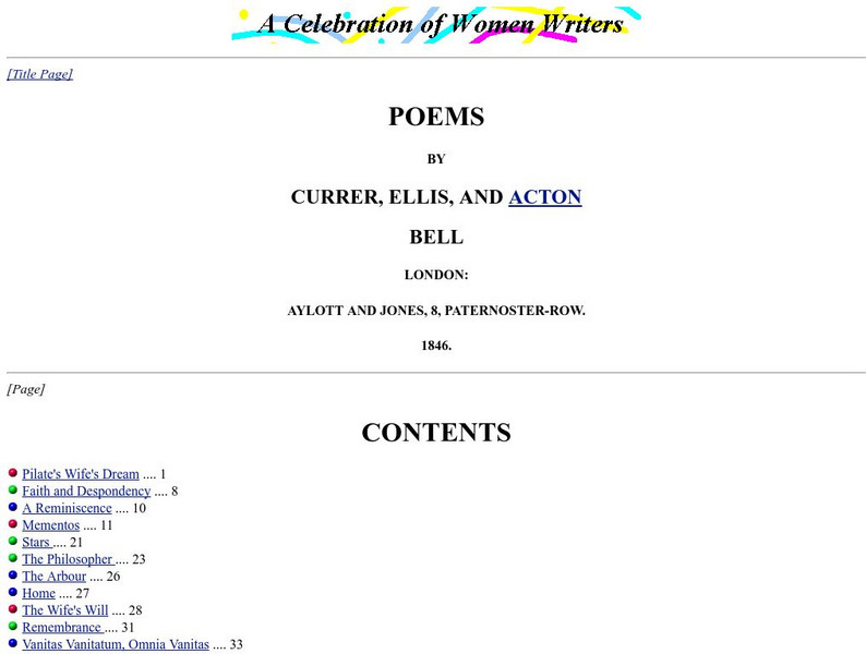 University of Pa: Poems by Currer, Ellis, and Acton Bell eBook University of Pa: Poems by Currer, Ellis, and Acton Bell eBook
