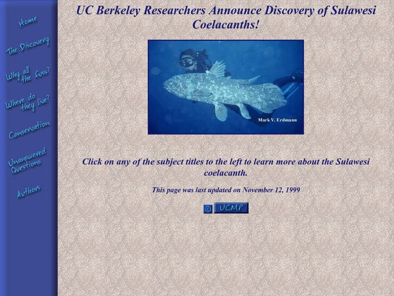 Ucmp: Discovery of Sulawesi Coelacanths Activity Ucmp: Discovery of Sulawesi Coelacanths Activity