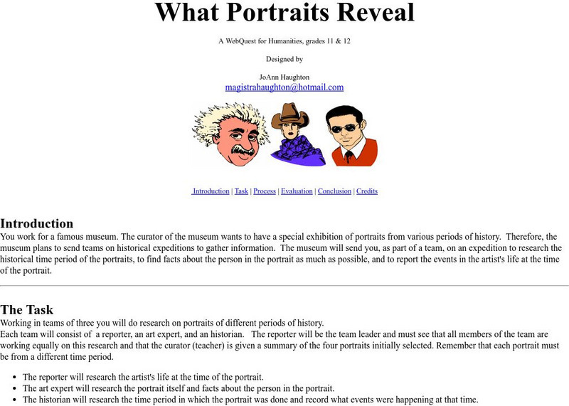 Webquest for Humanities: What Portraits Reveal Lesson Plan Webquest for Humanities: What Portraits Reveal Lesson Plan