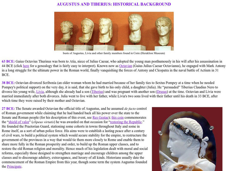 V Roma Project: Augustus and Tiberius: Historical Background Handout V Roma Project: Augustus and Tiberius: Historical Background Handout