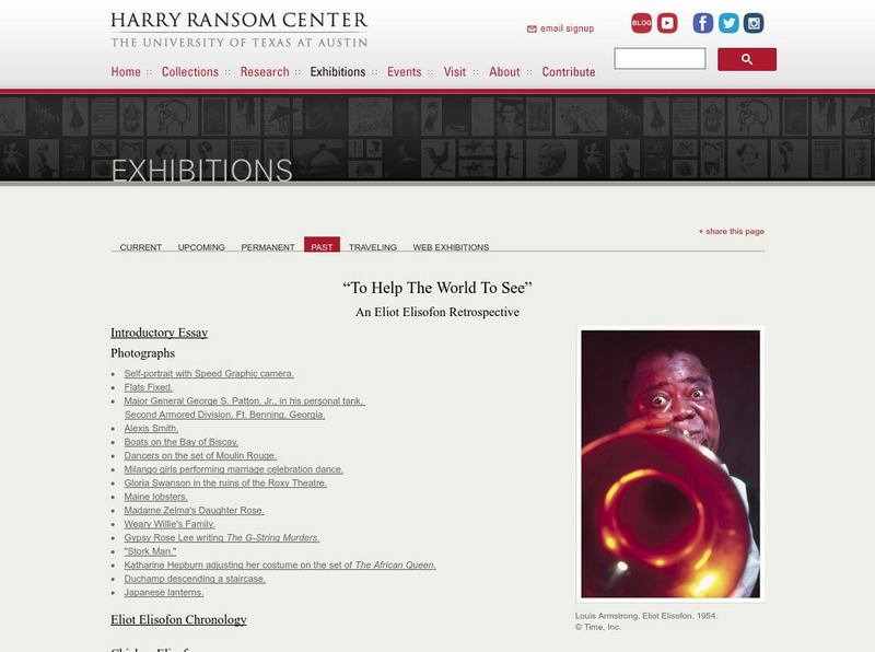 University of Texas: "To Help the World to See": An Eliot Elisofon Retrospective Graphic