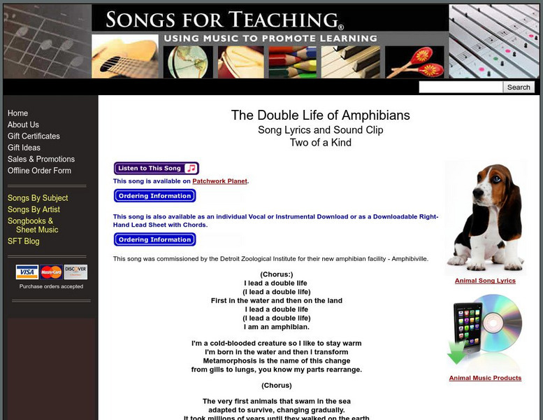 Songs for Teaching: Double Life of Amphibians Activity Songs for Teaching: Double Life of Amphibians Activity