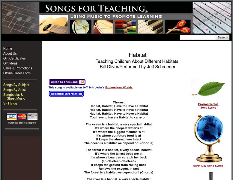 Songs for Teaching: Habitat Website Songs for Teaching: Habitat Website