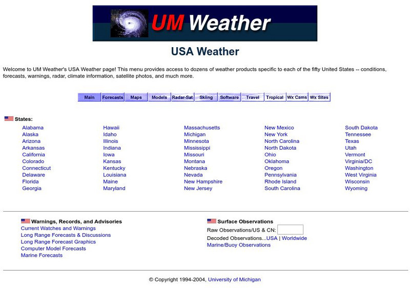 University of Michigan: Usa Weather Website University of Michigan: Usa Weather Website
