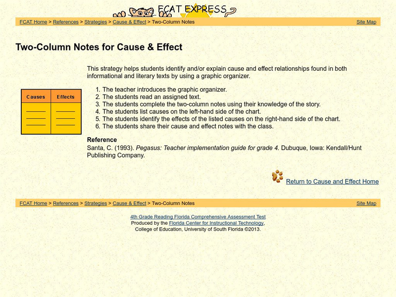 Two Column Notes for Cause and Effect Professional Doc Two Column Notes for Cause and Effect Professional Doc