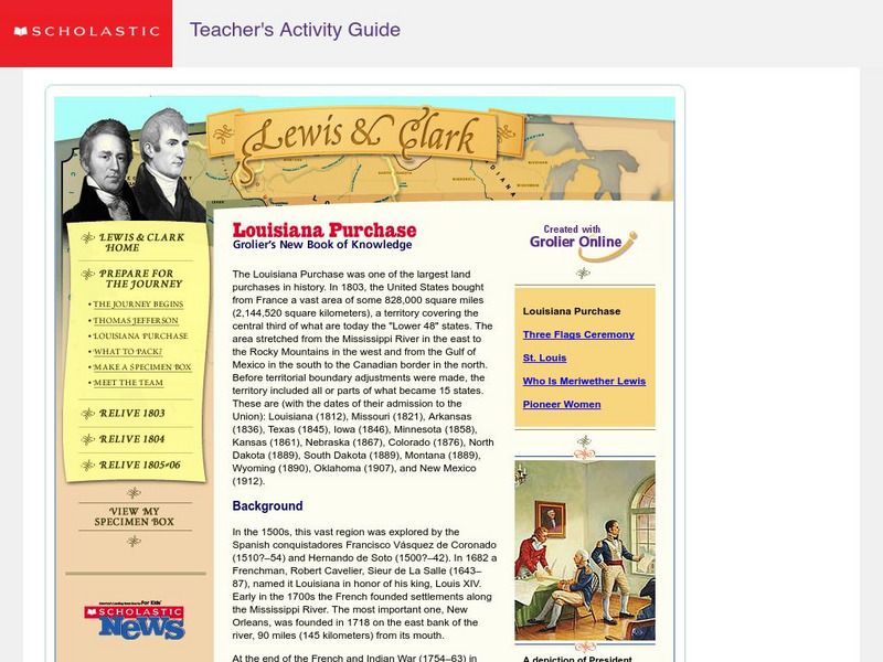 Scholastic: Grolier: Lewis and Clark: Louisiana Purchase Activity Scholastic: Grolier: Lewis and Clark: Louisiana Purchase Activity