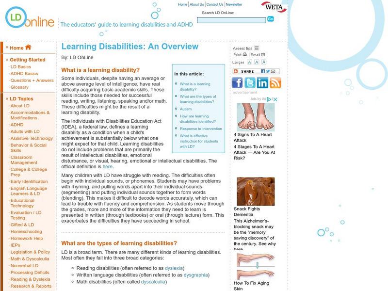 Ld Online: What Is a Learning Disability? Professional Doc Ld Online: What Is a Learning Disability? Professional Doc