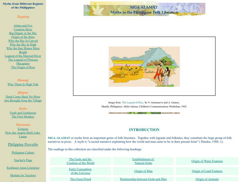 Myths From Different Regions of the Philippines Handout Myths From Different Regions of the Philippines Handout