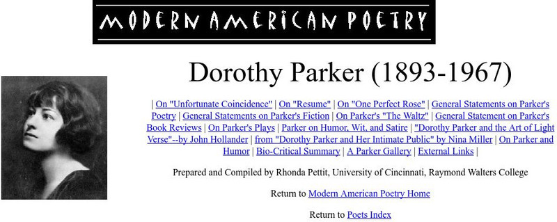 University of Illinois: Modern American Poetry: Dorothy Parker Activity
