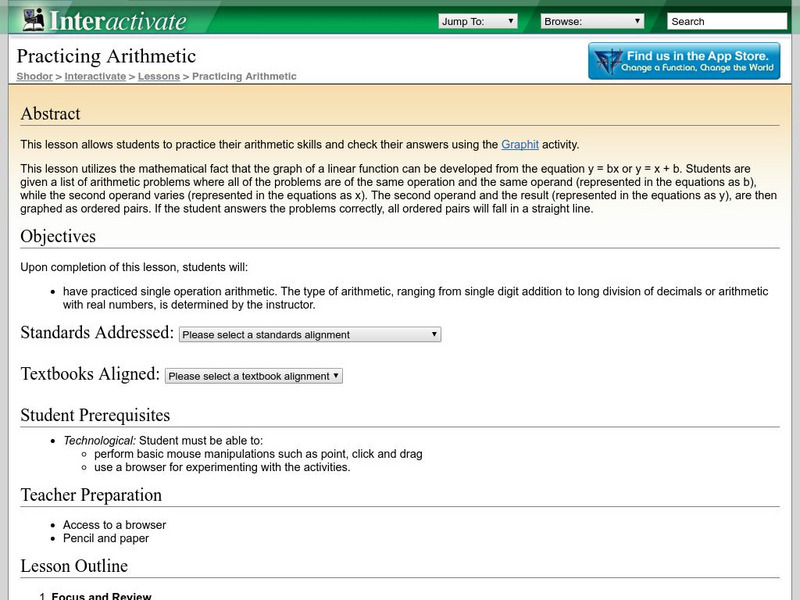 Shodor Interactivate: Lesson: Arithmetic Practice W/ Ordered Pairs Lesson Plan Shodor Interactivate: Lesson: Arithmetic Practice W/ Ordered Pairs Lesson Plan