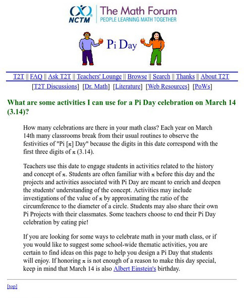 The Math Forum: Pi Day Activity The Math Forum: Pi Day Activity