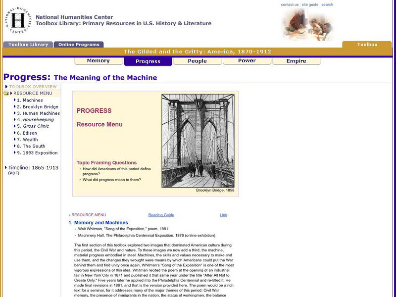 National Humanities Center: Toolbox Library: Progress, the Gilded and the Gritty: America, 1870 1912 Primary National Humanities Center: Toolbox Library: Progress, the Gilded and the Gritty: America, 1870 1912 Primary