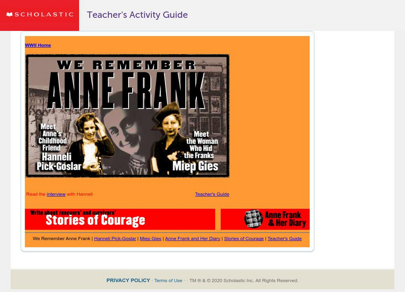 Scholastic: We Remember Anne Frank Unit Plan Scholastic: We Remember Anne Frank Unit Plan
