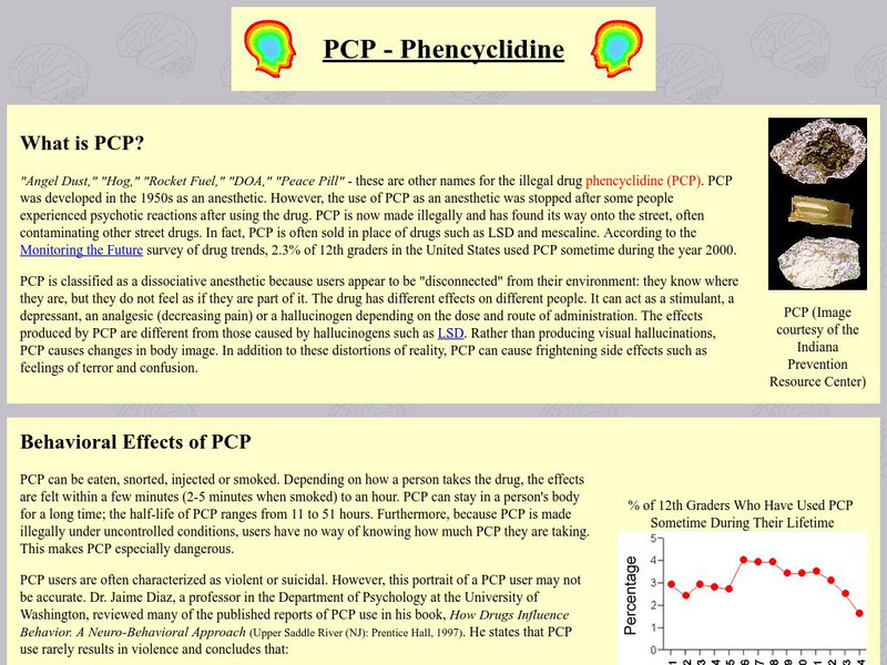 Neuroscience for Kids: Pcp Phencyclidine Handout Neuroscience for Kids: Pcp Phencyclidine Handout