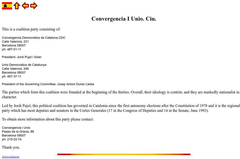 Si Spain: Convergencia Y Union Website