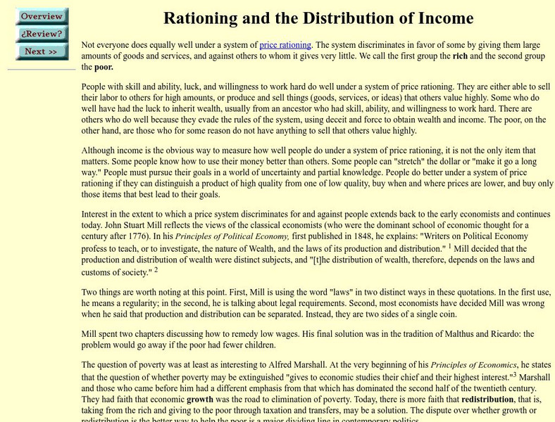 Rationing and the Distribution of Income Activity