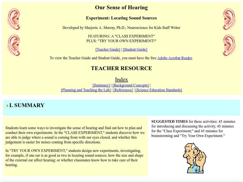 Our Sense of Hearing Experiment: Locating Sound Sources Activity Our Sense of Hearing Experiment: Locating Sound Sources Activity