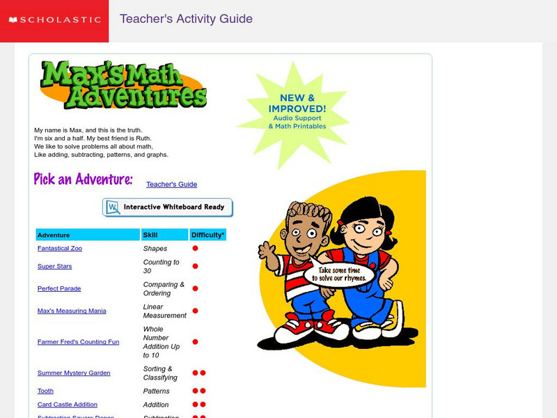 Scholastic: Max's Math Adventures Home Page Whiteboard Scholastic: Max's Math Adventures Home Page Whiteboard