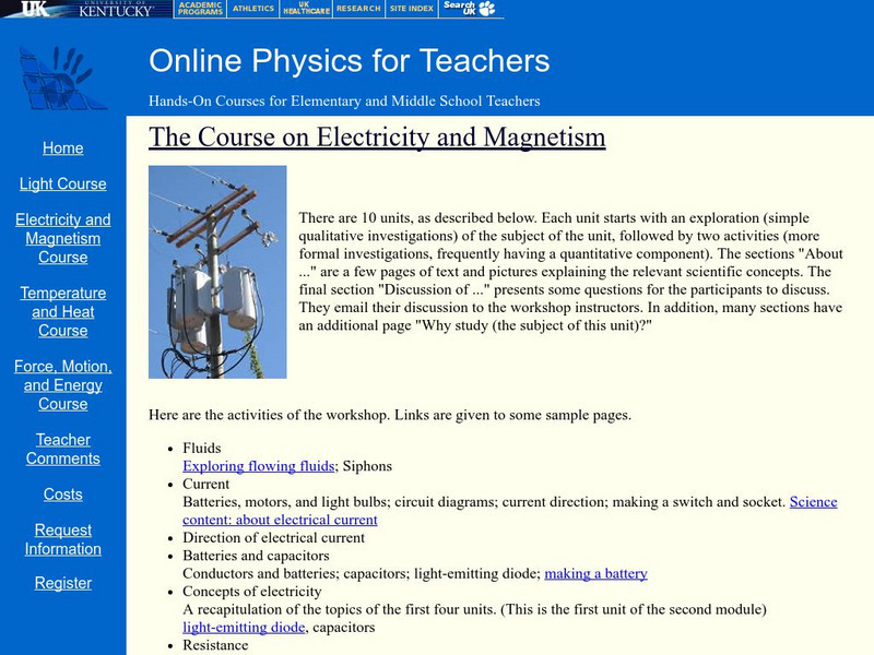 Virtual Workshop: The Course on Electricity & Magnetism Online Course Virtual Workshop: The Course on Electricity & Magnetism Online Course