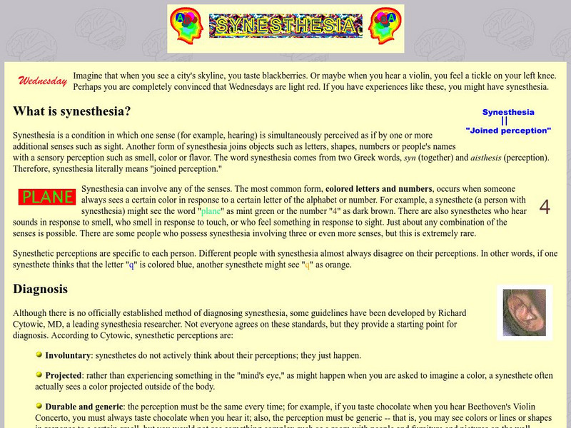 University of Washington: Synesthesia Handout University of Washington: Synesthesia Handout