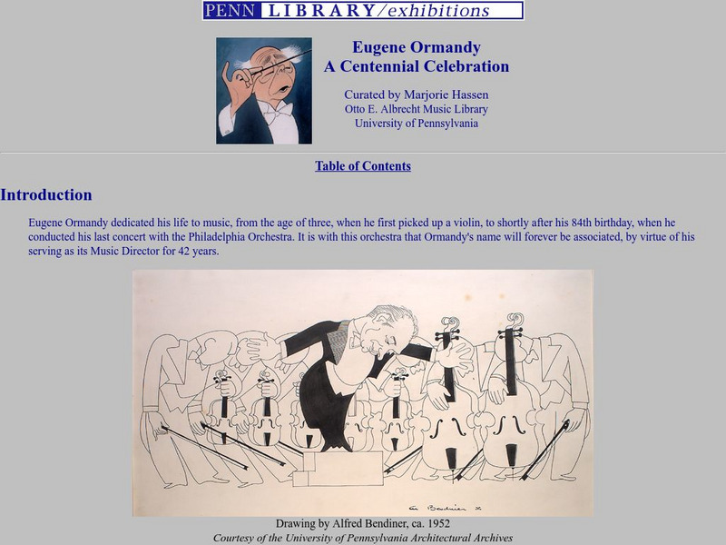 Eugene Ormandy a Centennial Celebration Handout Eugene Ormandy a Centennial Celebration Handout