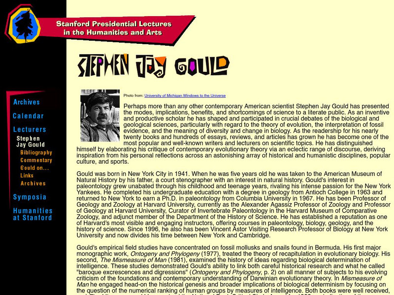 Stanford Presidential Lectures: Stephen Jay Gould Handout Stanford Presidential Lectures: Stephen Jay Gould Handout