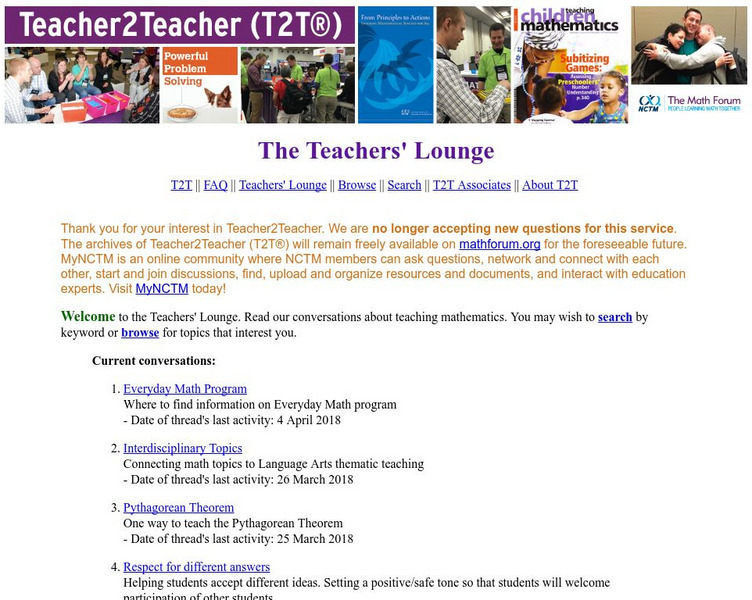 The Math Forum: The Teachers' Lounge Professional Doc The Math Forum: The Teachers' Lounge Professional Doc