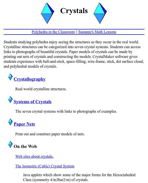 The Math Forum: Crystals: Crystallography & Systems Activity The Math Forum: Crystals: Crystallography & Systems Activity