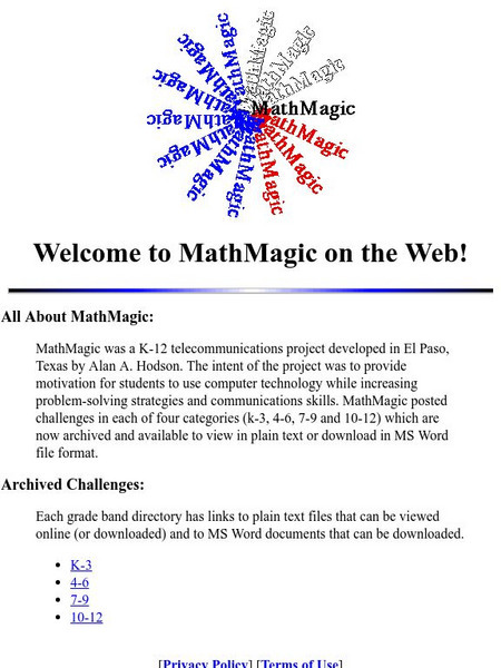 The Math Forum: Math Magic Website The Math Forum: Math Magic Website