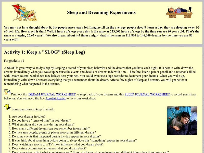 Neuroscience for Kids: Sleeping and Dreaming Activity Neuroscience for Kids: Sleeping and Dreaming Activity