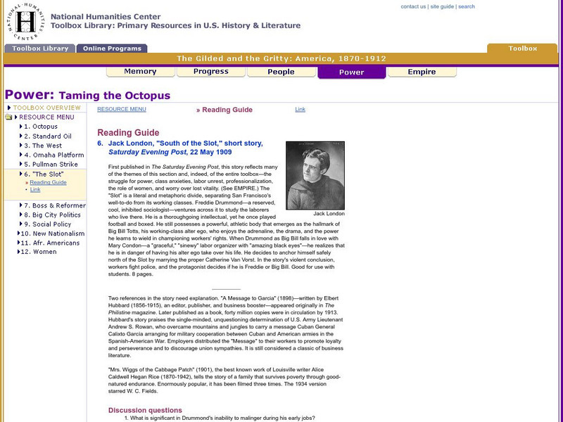 National Humanities Center: Toolbox Library: "The Slot," the Gilded and the Gritty: America, 1870 1912 Unit Plan National Humanities Center: Toolbox Library: "The Slot," the Gilded and the Gritty: America, 1870 1912 Unit Plan
