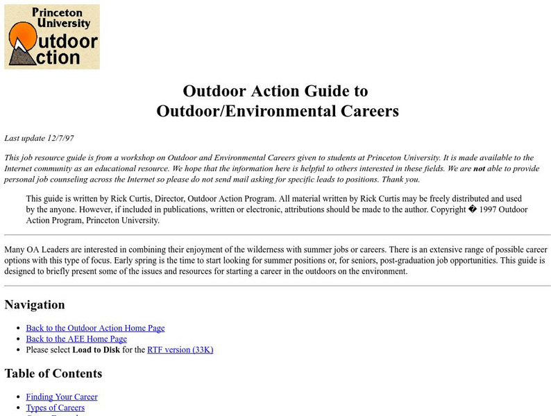 Princeton: Outdoor: Environmental Careers eBook Princeton: Outdoor: Environmental Careers eBook