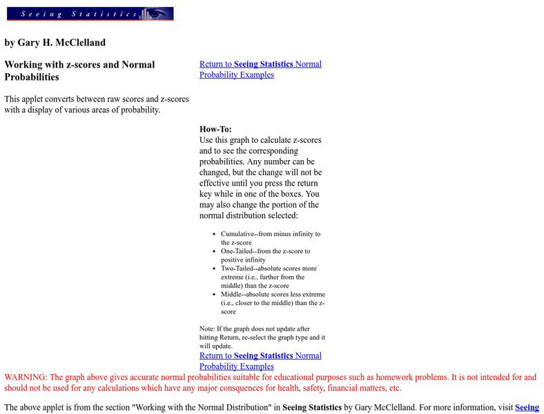 University of Colorado: Z Scores Applet App University of Colorado: Z Scores Applet App
