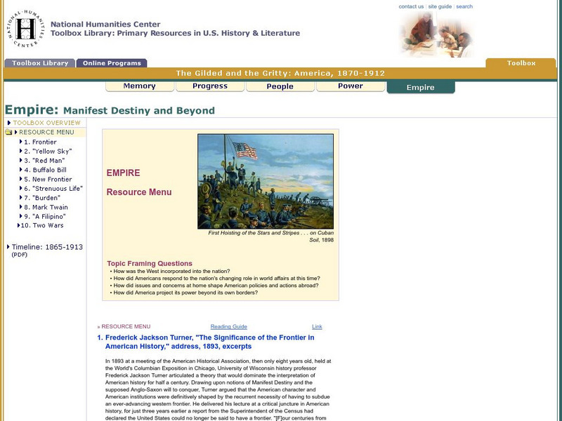 National Humanities Center: Toolbox Library: Gilded and Gritty: Empire: Manifest Destiny and Beyond Primary
