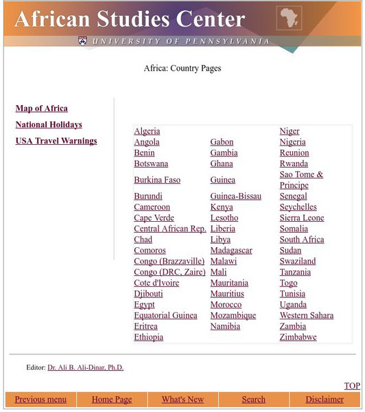 University of Pennsylvania: Africa Country Pages Website