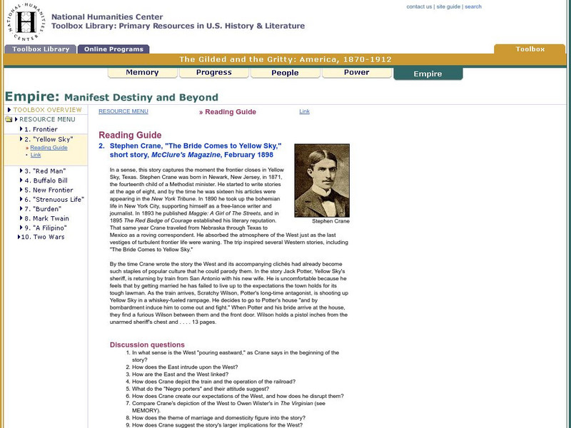 National Humanities Center: Toolbox Library: "Yellow Sky," the Gilded and the Gritty: America, 1870 1912 Unit Plan
