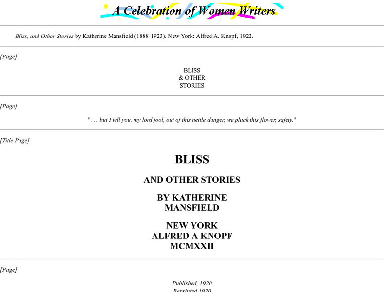 University of Penn: Bliss and Other Stories; Ebook eBook University of Penn: Bliss and Other Stories; Ebook eBook