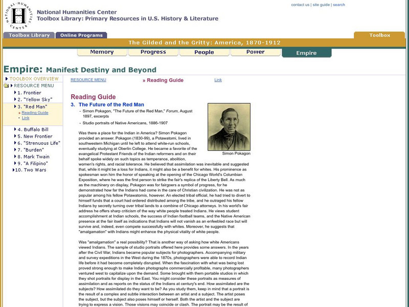 National Humanities Center: Toolbox Library: "Red Men," the Gilded and the Gritty: America, 1870 1912 Handout