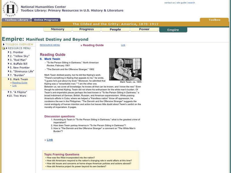 National Humanities Center: Toolbox Library: Mark Twain, the Gilded and the Gritty: America, 1870 1912 Primary