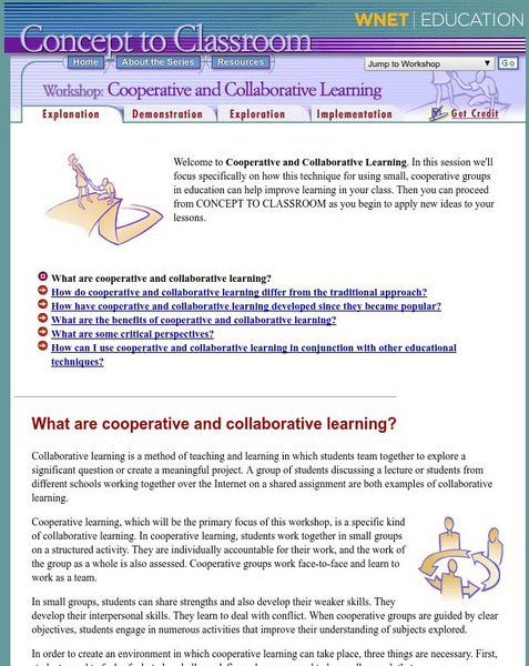 Wnet: Thirteen: Concept to Classroom: Cooperative and Collaborative Learning Website Wnet: Thirteen: Concept to Classroom: Cooperative and Collaborative Learning Website