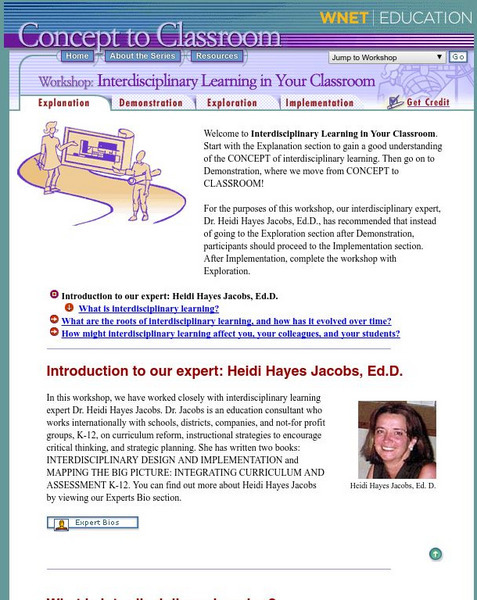 Wnet: Thirteen: Workshop: Interdisciplinary Learning in Your Classroom Professional Doc Wnet: Thirteen: Workshop: Interdisciplinary Learning in Your Classroom Professional Doc