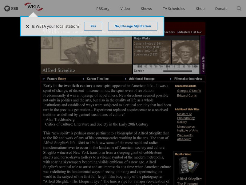 Pbs American Masters: Alfred Stieglitz Handout Pbs American Masters: Alfred Stieglitz Handout