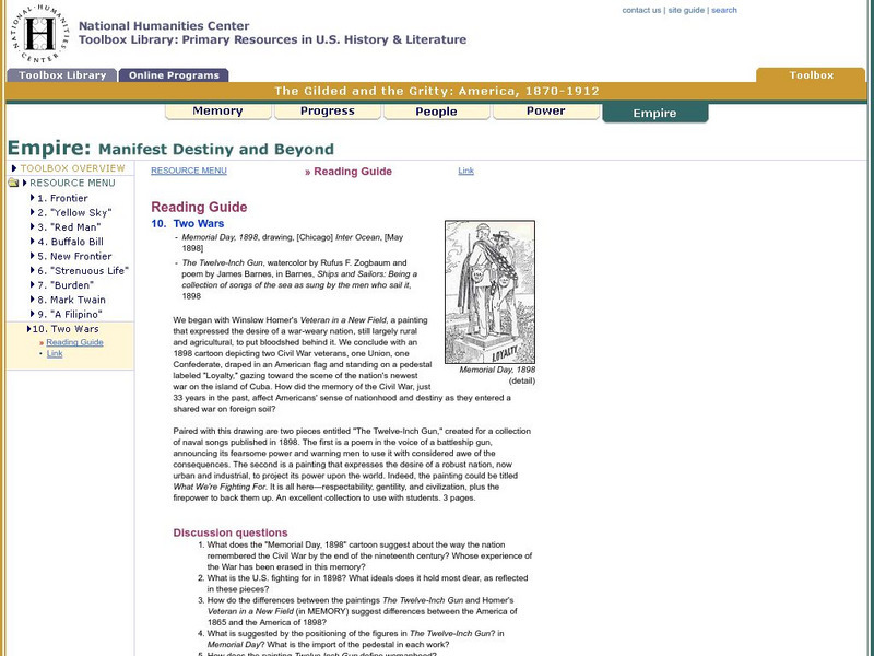 National Humanities Center: Toolbox Library: Two Wars, the Gilded and the Gritty: America, 1870 1912 Website National Humanities Center: Toolbox Library: Two Wars, the Gilded and the Gritty: America, 1870 1912 Website