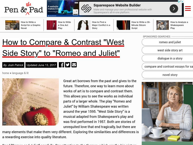Pen and the Pad: Romeo and Juliet and Westside Story Lesson Plan Pen and the Pad: Romeo and Juliet and Westside Story Lesson Plan