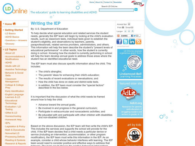 Ld Online: Writing Individualized Educational Programs for Success Professional Doc Ld Online: Writing Individualized Educational Programs for Success Professional Doc
