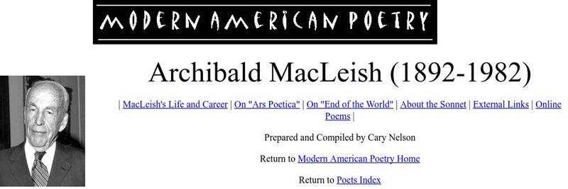 University of Illinois: Modern American Poetry: Archibald Mac Leish Activity University of Illinois: Modern American Poetry: Archibald Mac Leish Activity
