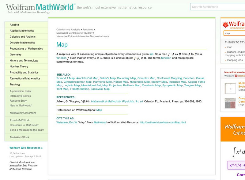 Wolfram Math World: Map Handout Wolfram Math World: Map Handout